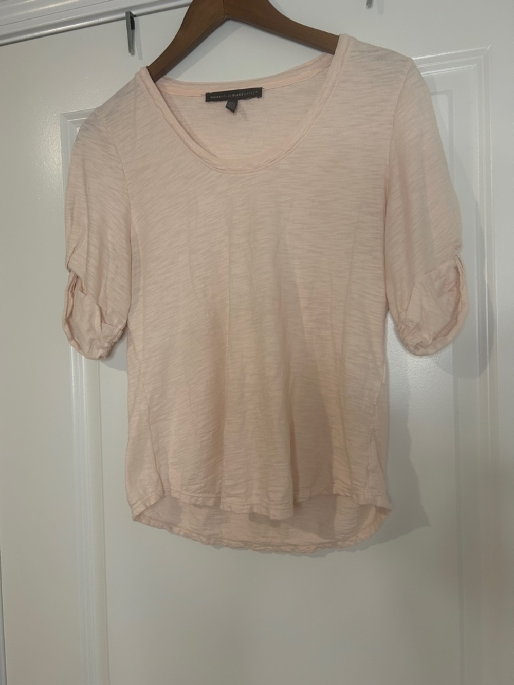 White House Black Market Ruched-Sleeve Scoop Neck Tee